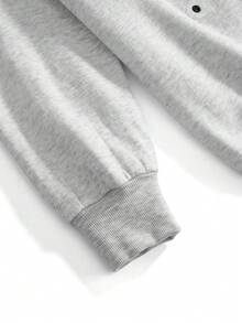 ROMWE Women's Y2K Millennium Sweet Hair Clip Pattern Print Hooded Double Zipper Sweatshirt - Light Grey - View 5