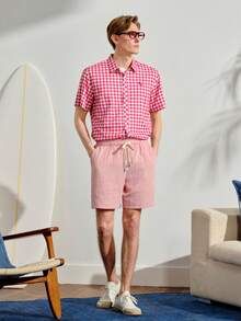 Men's Cotton Drawstring Waist Pocket Casual Shorts, Holiday - Dusty Pink - View 2