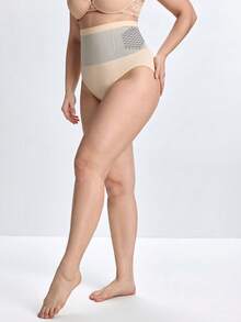 Slumbrini Nahtlose Shapewear mit hoher Taille für Damen in Große Größen, verbessert die Trainingsleistung, Bauchkontrolle, Po-Anhebung, Taillenunterstützung, nicht rollender Bund, formende Lingerie - Aprikosenfarben - Übersicht 4