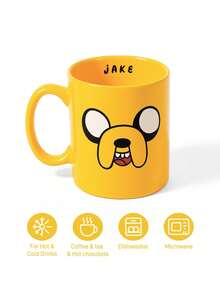 ADVENTURE TIME X SHEIN 1pc 10.14oz/300ml Cartoon Pattern Printed Ceramic Mug,  Suitable For Holding Water, Milk, Juice, Coffee, Tea, BMO,JAKE,FINN,LUMPY SPACE,ADVENTURE TIME - Yellow - View 3