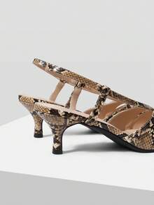 Mnmlis Spring And Summer Snake Print Cross Strap Pointed Heel Workplace Commuting Fashion Shoes - snake pattern - View 4