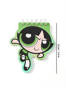 THE POWERPUFF GIRLS X SHEIN 60 Pages Cartoon Character Diary Handbook Pocket Book, Easy To Carry - C-Green - View 3