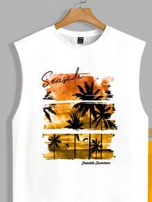 VIVINTIMO Casual Vacation Style Fashionable Men's Standard Fit Tank Top Set - White - View 3