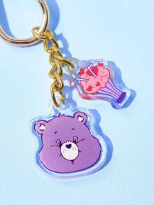 SHEIN X Care Bears 卡通熊飾品睫毛夾，鍍金睫毛夾附可愛壓克力吊飾，便攜式睫毛夾可打造自然持久捲翹，適合日常化妝與旅行使用 - 金色 - 查看 4