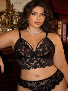 Divavoom Plus Size Women Lace Sexy Wireless Bra - Black - View 7