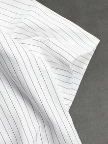 SLATEMANN Men's Striped Color Block Single-Breasted Casual Versatile Daily Travel Short Sleeve Shirt - White - View 4