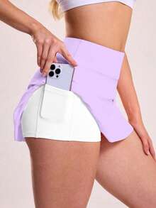 SHEIN Sovereign Charm 女款拼色休閒百搭日常旅行運動裙褲 - 彩色 - 查看 4