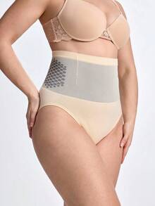 Slumbrini Nahtlose Shapewear mit hoher Taille für Damen in Große Größen, verbessert die Trainingsleistung, Bauchkontrolle, Po-Anhebung, Taillenunterstützung, nicht rollender Bund, formende Lingerie - Aprikosenfarben - Übersicht 5
