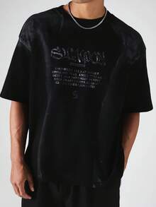 SUMWON Samoon Studios 超大图案印花圆领短袖T恤，饰有同色系Logo细节 - 黑色 - 查看 3