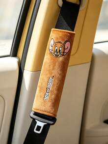 TOM & JERRY X SHEIN 可愛動漫毛絨汽車安全帶套，柔軟舒適肩墊，通用設計適用於大多數車輛，1件/2件裝 - 多款 - 查看 2