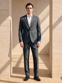 RONVEXI Men Single Button Blazer & Pants Men Suit Set Men Suit 2 Pieces Men Formal Suit Men's Suit For Ceremony Formal - Black - View 2