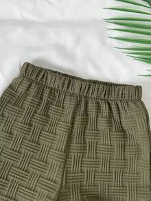 Souflis Souflis 紋理襯衫與短褲街頭時尚男嬰幼兒套裝 - 軍綠色 - 查看 6