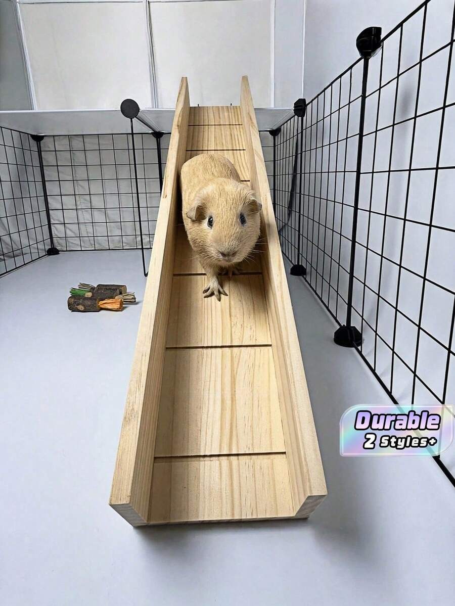 1PC Wooden Hamster Staircase & Slide, Natural Wood Climbing Ladder Platform Toy For Hamster Gerbil Small Pets, Cage Accessory (Color & Style Sent Randomly) - View 1