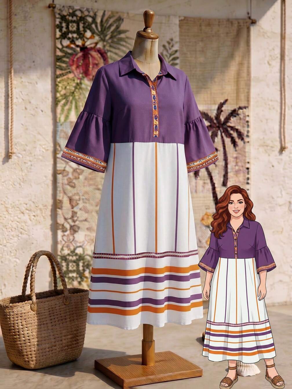 purple plus size boho dress Mediterranean Breeze Boho Maxi Dress