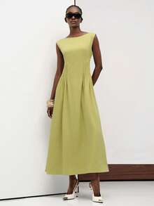 Aveloria Modichic Women's Solid Color Casual Elegant Minimalist Party Office Dress Olive Green Summer - Green - View 3