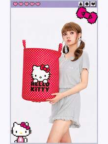 HELLO KITTY AND FRIENDS | ROMWE HELLO KITTY AND FRIENDS Fashion Red Polka Dot HELLO KITTY Cartoon Character Pattern Diagram Foldable Large Storage Box - Red Polka Dot Kitty - View 7