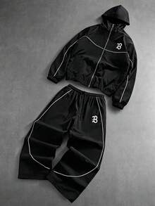 PAVTROS Men's Hoodie And Pants Set - Black - View 3