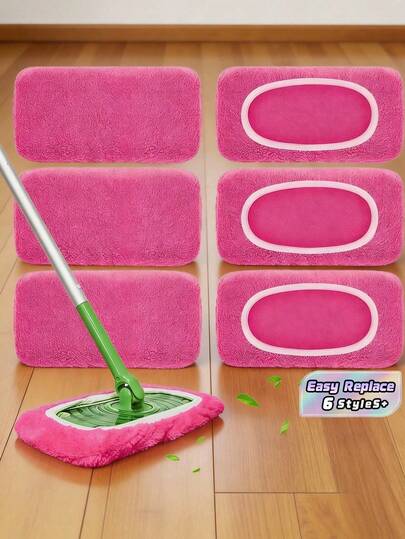 1/2/3/4/5/6 PCS Super Absorbent Reusable Polyester Mop Pads Cleaning Cloths For Dry Wet Floor Home Easy Change Washable Quick Dry Floor Cleaning Mop Refill