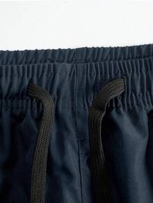 Manfinity CasualCool Men's Geometric Print Drawstring Waist Pocket Shorts - Navy Blue - View 3