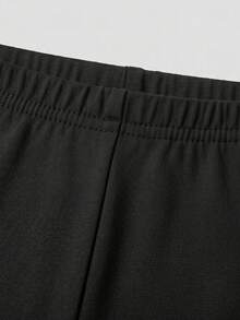 4 piezas de leggings tipo bermuda de unicolor para adolescentes, estilo minimalista versátil para uso diario y casual, tela de punto suave de color negro puro que combina con todo, ajuste ceñido y delgado para verano, shorts anti-exposición con cintura elástica alta - Multicolor - Ver 6