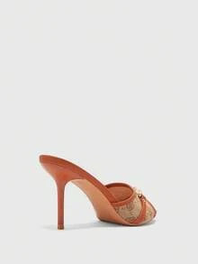 CUCCOO CHICEST Sapatos Femininos de Verão Novos com Fivela de Metal, Bico Fino, Salto Fino, Salto Alto, Chinelos de Dedo Aberto, Sandálias de Salto Alto Elegantes e Fashion, Saltos para Baile de Formatura, Sapatos de Verão - Marrom A - Visão 7
