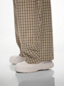 Radiana Plus Size Women's Plaid Button Spring/Summer Fashion Casual Loose Curved Leg Pants With Large Pockets - Multicolor - View 8