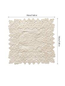 1 Stück Stücke//2 Stücke/4 Stücke Stickerei Hohldesign, Beige-Aprikose Untersetzer, Stickerei, ländlich, Natur, Blumen, Kaffee Untersetzer quadratisch Isolationspad Isolationsschutz Schreibtisch - Verschiedenfarbig - Übersicht 4