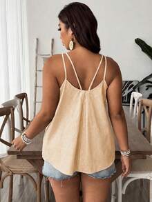 SHEIN VCAY Plus Size Summer Color Block Striped Casual Tank Top Gym Brown - Multicolor - View 2