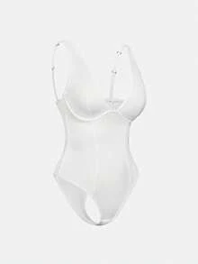 SHAPORA Women's Fashion Minimalist Solid Color Bodysuit 2pcs Set - Multicolor - View 4