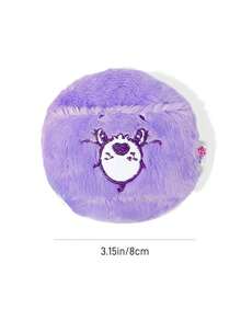 SHEIN X Care Bears 卡通熊刺繡毛絨粉撲附收納盒，柔軟長毛化妝海綿，適用於散粉，溫和呵護敏感肌 - 紫色粉撲+透明收納盒 - 查看 5