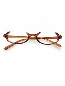 Joivida 1Pc Japanese Style Half-Rimless Oval Eyeglasses, No-Lens Decorative Glasses For Cosplay, Multiple Colors Available (Red, Green, Tea), Anime & Y2K - Multicolor - View 14