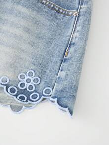 GlowEve 女款夏季休閒刺繡牛仔短褲 - 藍色 - 查看 6