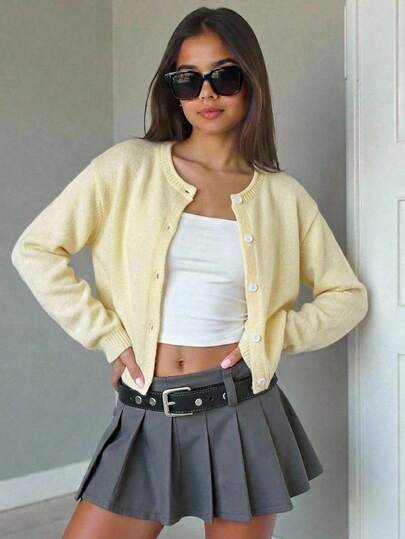 Tween Girl Yellow Lightweight Cardigan Suitable For Pairing With Spaghetti Strap Dresses