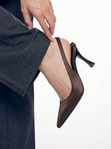Mnmlis Women's Fashion Pointed Toe Slingback High Heel Pumps, Versatile Commute & Date First Choice - Coffee Brown - View 9