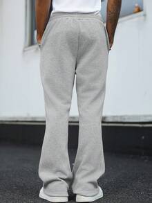 Manfinity Hypemode 男士街頭風寬鬆街頭服飾學院運動風 INS 風格高街淺灰色大廓形運動長褲 音樂節健身房秋季 - 淺灰色 - 查看 2