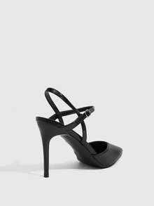 CUCCOO SZL Elegant Black Pointed Toe Pumps For Women With Ankle Strap Stiletto Heels - Black - View 3