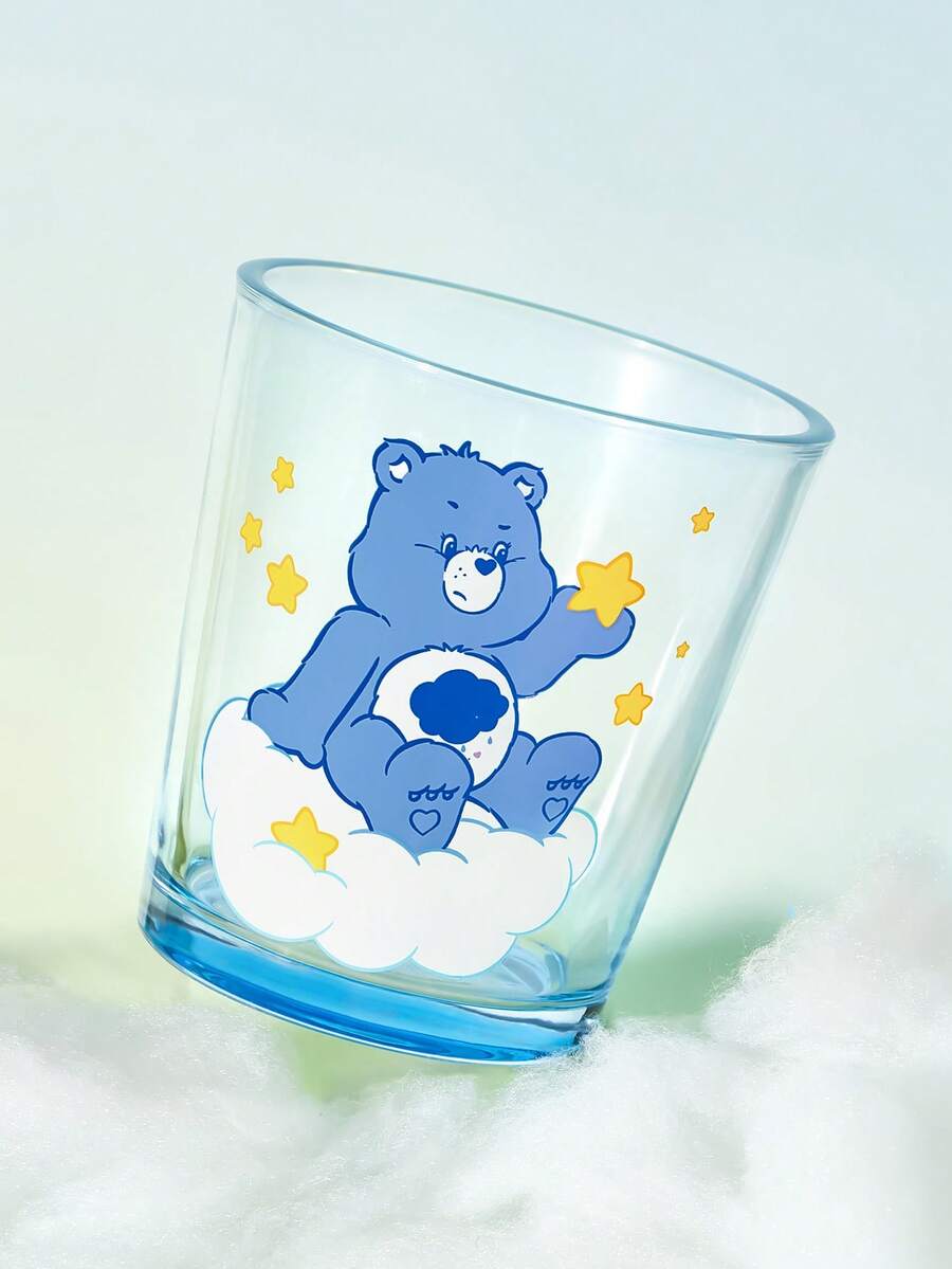 SHEIN X Care Bears 1個彩色卡通熊印花 11.50oz/340ml 玻璃杯,噴色蘇打石灰玻璃隨手杯,適用於水、果汁與調酒 - 無色 - 查看 1
