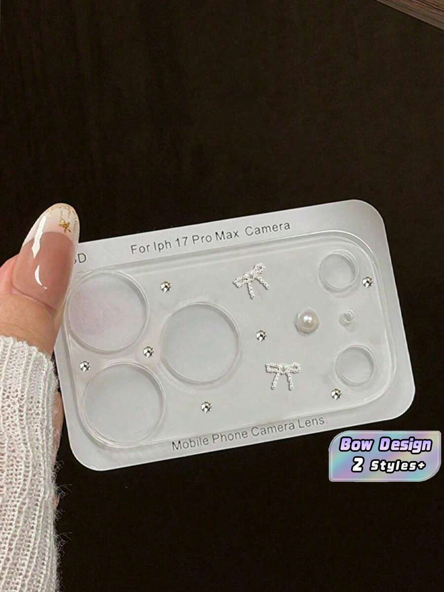 Cute 3D Bow Crystal Transparent Camera Lens Protector Film For IPhone 17 ProMax 17Pro Glass Lens Protective Sticker - Pearl Bow - View 1