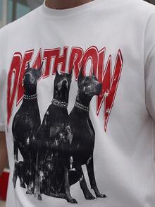LEOGASHI LEOGASHI Krometka Men's Fashion Casual Street Style Loose Fit Short Sleeve T-Shirt | Doberman Pinscher Print | Exquisite Design | Essential For Spring/Summer | Basic Style, Versatile And Easy To Wear, Perfect Gift For Friends | Showcase Your Personal Style - White - View 6