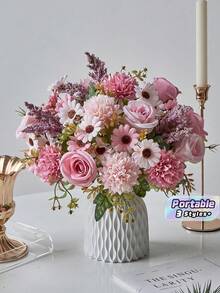 Artificial Silk Flowers Mixed Bouquet, Fake Rose Daisy Carnation Lavender Loose Stems, DIY Floral Arrangement For Wedding Table Centerpiece, Home Table Decor, Valentine's Day, Birthday, Anniversary, Holiday Gift &Handmade Bouquet Craft Decor Supplies - Multicolor - View 3