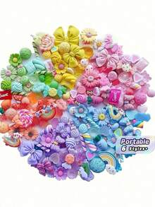 20Pcs Random Mixed Resin Charms Set, Cute Flat Resin Ornaments In Blue Mixed Styles, DIY Handmade Craft Supplies For Phone Case Decor, Scrapbooking & Collage Accessories - Multicolor - View 1