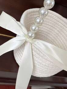 1PC Small Handwoven Cotton Rope Princess Style White Natural Wedding Petal Tossing Basket Bridal Shower Ceremony Decor Multiuse Storage Basket Boho Home Organization Gift For Bride Wedding Party Supplies Must Haves - one size fits all - View 4