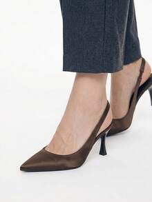 Mnmlis Women's Fashion Pointed Toe Slingback High Heel Pumps, Versatile Commute & Date First Choice - Coffee Brown - View 2