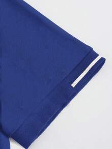 Manfinity Homme Camisa polo de manga corta casual para hombres con bloques de color para viajes y desplazamientos - azul real - Ver 5