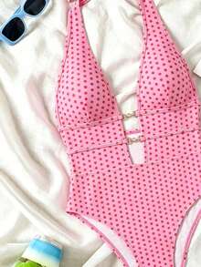 Swim Vcay 女款豹紋深V掛脖性感連身泳衣 節慶波希米亞風 - 彩色 - 查看 4