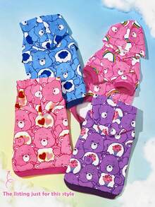 SHEIN X Care Bears 卡通熊印花寵物連帽衛衣，四季通用狗用連帽運動衫，可愛滿版印花寵物上衣，適合小型至大型貓狗，尺寸 XXS-XXXXXL - 玫粉 - 查看 2