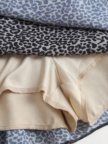 Elamini Women's Elegant Leopard Print Ruffle Hem Vacation Style Mini Skirt - Black - View 5