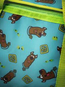 SCOOBY-DOO X SHEIN 卡通狗狗印花大容量保溫便當袋，綠色滾邊，便攜保冷手提袋，適合野餐、學校及日常使用 - 果綠棕色 - 查看 3
