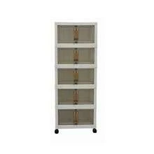 Plastic Folding Storage Cabinet, Multi-Layer Double Door Storage Organizer For Living Room, Toys, Lightweight Luxury Design, Multi-Purpose, Classified Storage, Heavy Duty, Casters, Folding Design, Easy Assembly, Suitable For Various Home Scenes - Multicolor - View 18