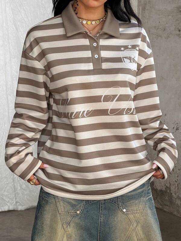 Coolane Sudadera de punto a rayas color caqui para mujer